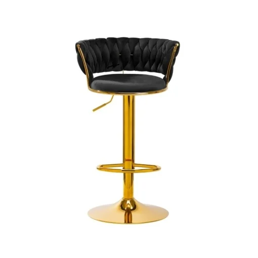 Scaune - Scaun Bar Catifea Negru - Elegant, Stabil, Reglabil ,Insula