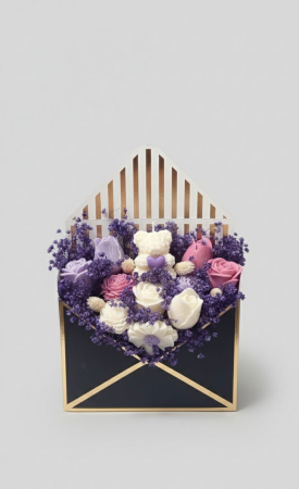 Lumanari - Aranjament floral handmade 2 – ceară naturală și flori uscate