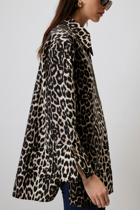 Camasa bumbac print leopard mansete late AMEVIE [4]
