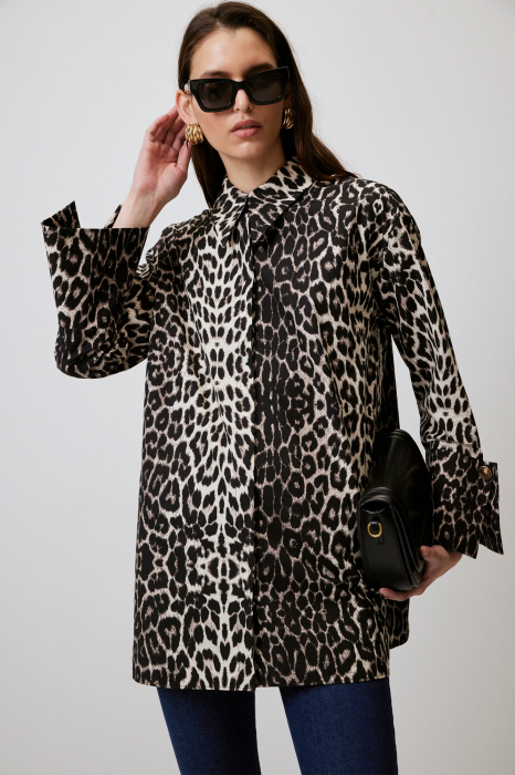 Camasa bumbac print leopard mansete late AMEVIE [2]