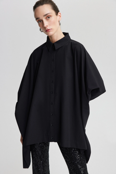 Cămașă oversize cu detaliu lateral – Negru | AMEVIE [4]
