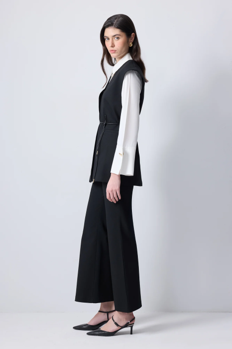 Costum vesta lunga pantaloni drepti negru AMEVIE [2]