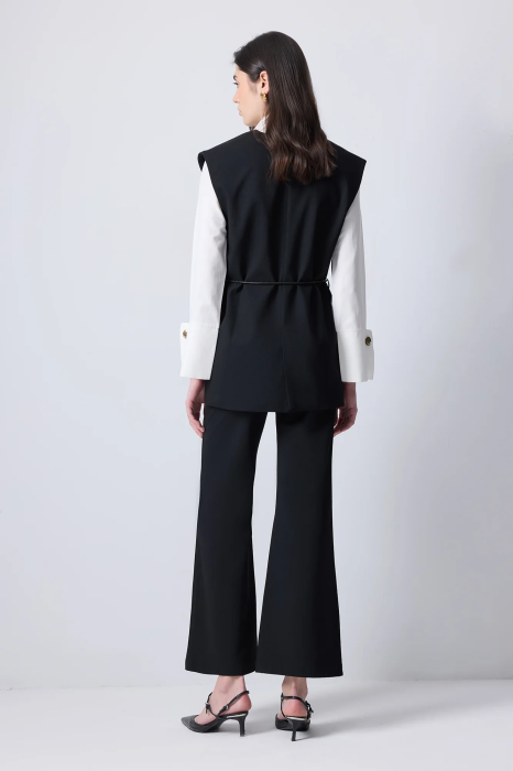 Costum vesta lunga pantaloni drepti negru AMEVIE [4]