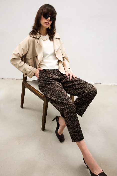 Pantaloni Carrot Animal Print Maro | Talie Înaltă | Amévie [3]