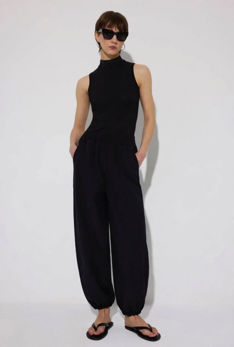 Pantaloni stil balon din gabardină cu talie elastică – CLOUD Negru | AMEVIE [3]
