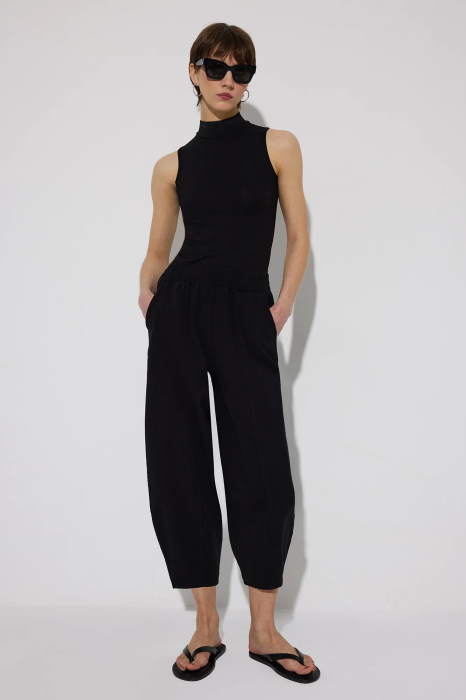 Pantaloni stil balon din gabardină cu talie elastică – CLOUD Negru | AMEVIE [3]