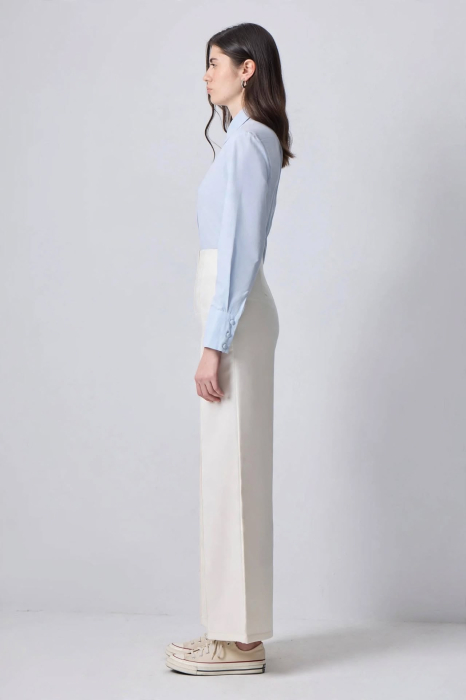 Pantaloni wide leg din crep cu talie înaltă – ARCHIVE Ecru | AMEVIE [5]