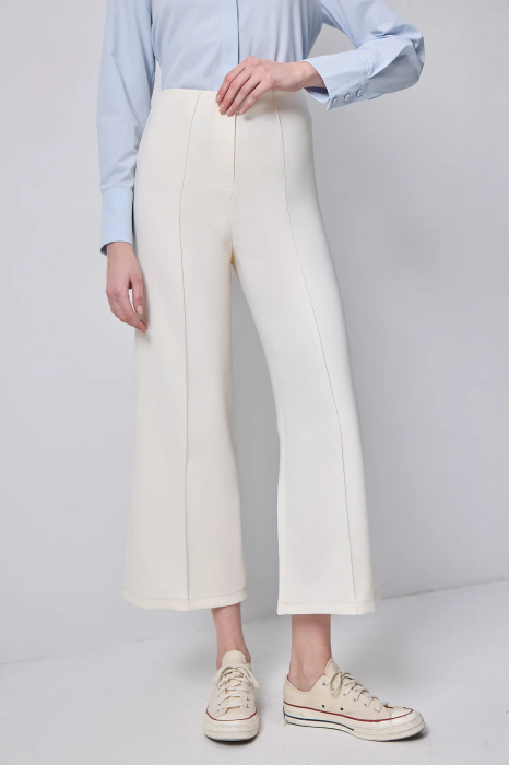 Pantaloni wide leg din crep cu talie înaltă – ARCHIVE Ecru | AMEVIE [2]
