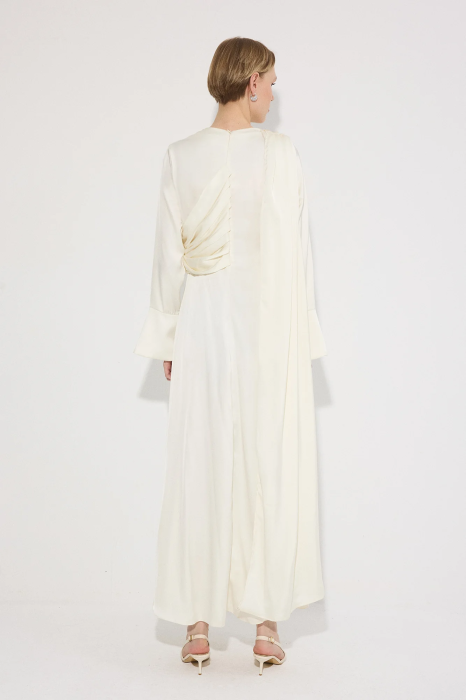 Rochie lunga satin drapaj ecru AMEVIE [5]