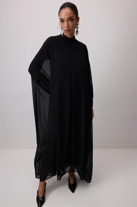 Rochie lunga voal maneca capa neagra AMEVIE [4]