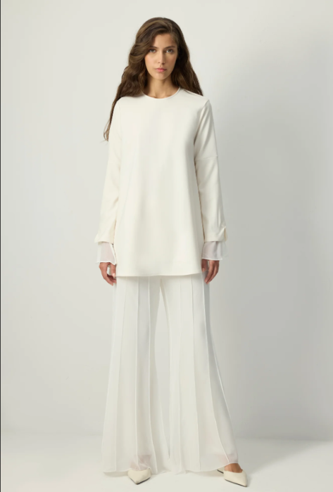 Tunica Crep cu Sifon Crem | Eleganta Minimalista | AMEVIE [3]