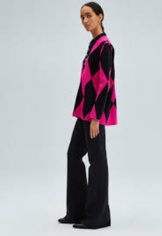 Bluza Tricotata Diamond Polo Argyle | Fucsia Negru | AMEVIE [1]
