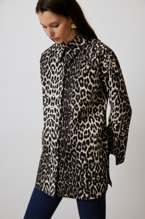 Camasa bumbac print leopard mansete late AMEVIE [2]