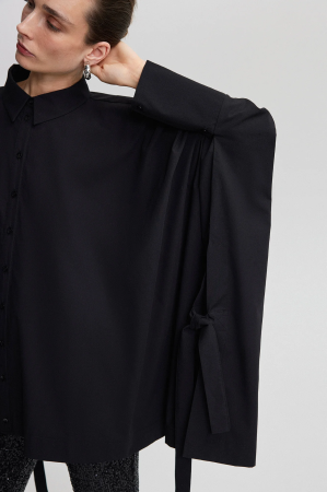 Cămașă oversize cu detaliu lateral – Negru | AMEVIE [2]