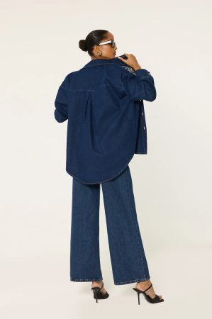 Cămașă oversize din denim cu broderie – WESTERN Denim | AMEVIE [3]