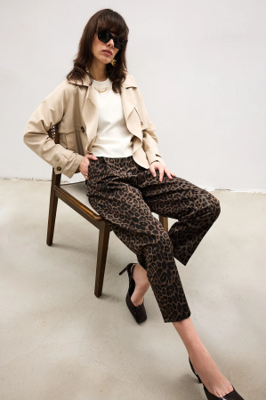 Pantaloni Carrot Animal Print Maro | Talie Înaltă | Amévie [2]