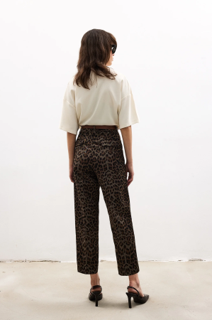Pantaloni Carrot Animal Print Maro | Talie Înaltă | Amévie [3]