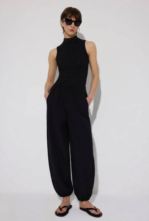 Pantaloni stil balon din gabardină cu talie elastică – CLOUD Negru | AMEVIE [2]