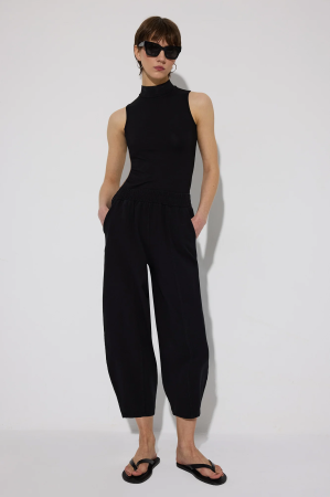 Pantaloni stil balon din gabardină cu talie elastică – CLOUD Negru | AMEVIE [2]