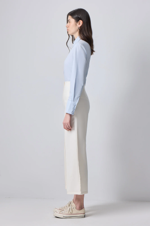 Pantaloni wide leg din crep cu talie înaltă – ARCHIVE Ecru | AMEVIE [2]