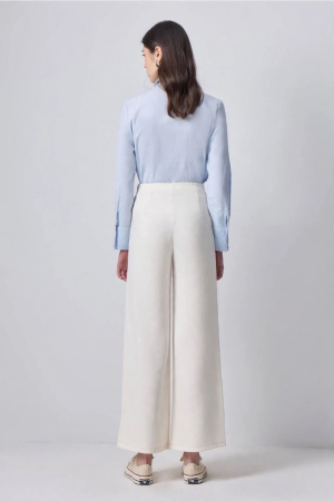 Pantaloni wide leg din crep cu talie înaltă – ARCHIVE Ecru | AMEVIE [1]