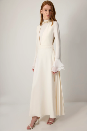 Rochie lunga crep decolteu V ivory AMEVIE [3]