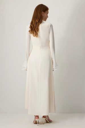 Rochie lunga crep decolteu V ivory AMEVIE [8]