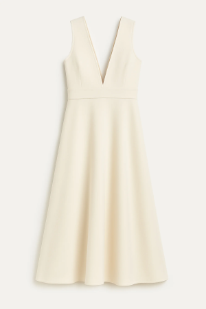 Rochie lunga crep decolteu V ivory AMEVIE [2]