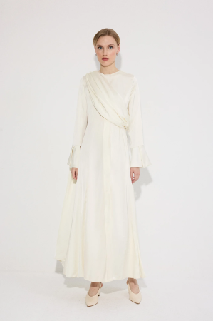 Rochii & Fuste - Rochie lunga satin drapaj ecru AMEVIE