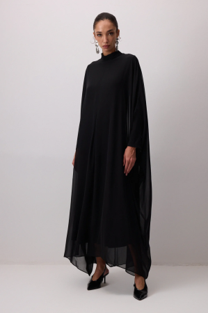 Rochie lunga voal maneca capa neagra AMEVIE [2]