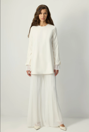 Tunica Crep cu Sifon Crem | Eleganta Minimalista | AMEVIE [2]