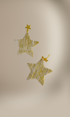 CERCEI - cercei stelute alb auriu