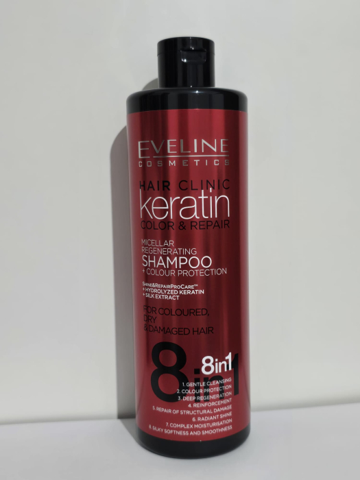 Sampon pentru par, Eveline Cosmetics, 8 in 1 Hair Clinic Keratin color & repair, 400 ml [2]