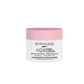 Serum, crema, exfoliant - Byphasse Cremă H24 Hydra’Comfort 60 ml Zi și noapte