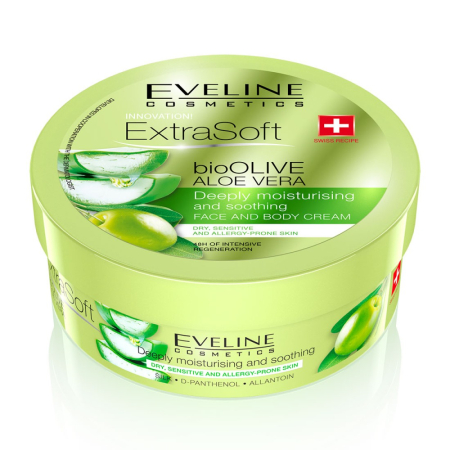 Ingrijire corp - Crema hidratanta pentru fata si corp Extra Soft bioOlive Aloe Vera 175 ml Eveline