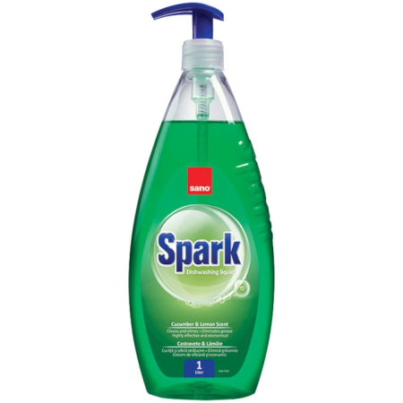 Produse pentru casa - Detergent vase cu pompita Sano Spark Castravete, 1L