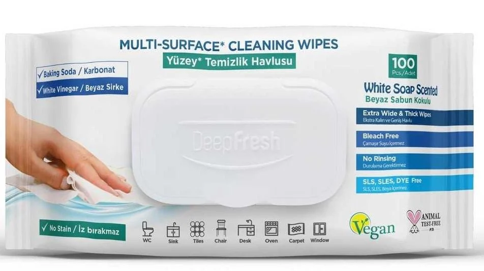 Produse pentru casa - Şerveţele umede pentru multi suprafeţe cu bicarbonat si oțet Deep Fresh - 100 de bucăți