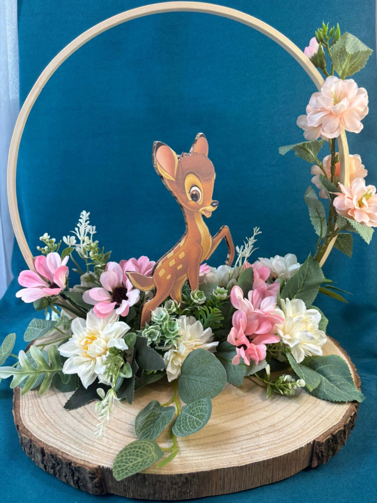 ARANJAMENT TEMATICA BAMBI PE FELIE DE LEMN [1]