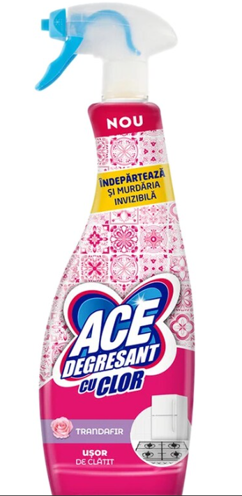 ACE SOLUTIE SPRAY DEGRESANT BUCATARIE CU CLOR 650ML TRANDAFIR [1]