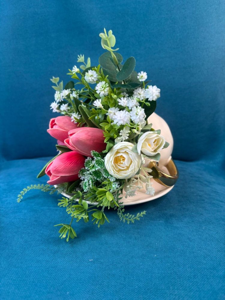 ARANJAMENT FLORI ARTIFICIALE IN CEASCA DE CAFEA [2]