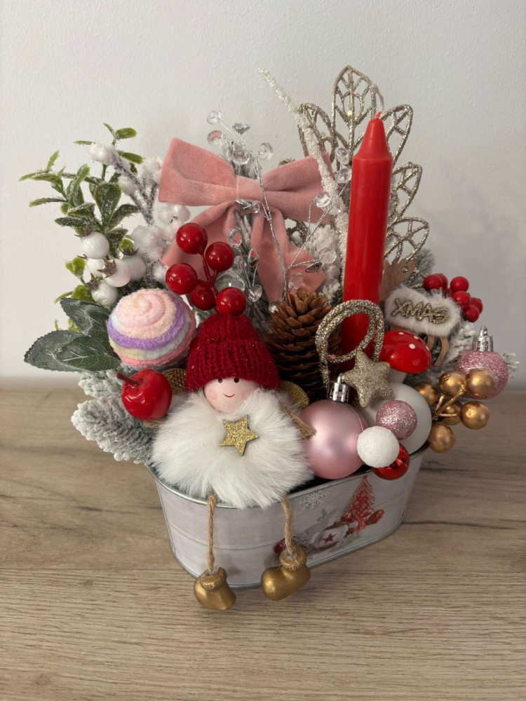 Aranjament pentru Craciun cu lumanare rosie [3]