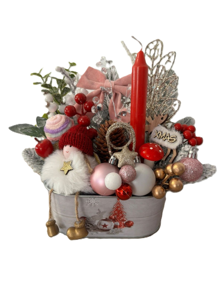 Aranjament pentru Craciun cu lumanare rosie [2]