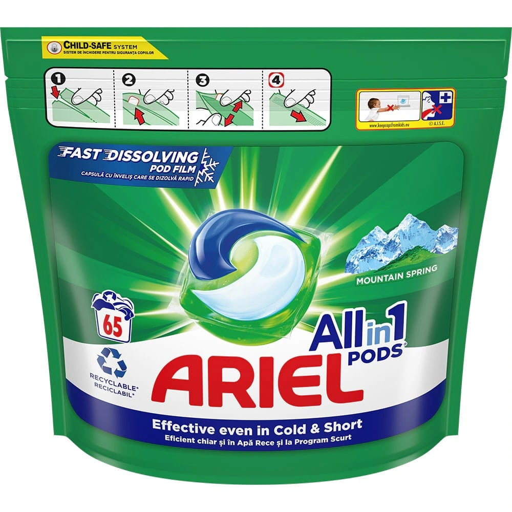 ARIEL DETERGENT CAPSULE 65 BUC PODS ALL IN 1 MOUNTAIN SPRING [1]