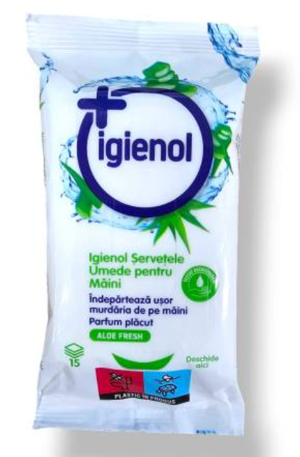 IGIENOL SERVETELE UMEDE ANTIBACTERIENE MAINI 15BUC ALOE [1]