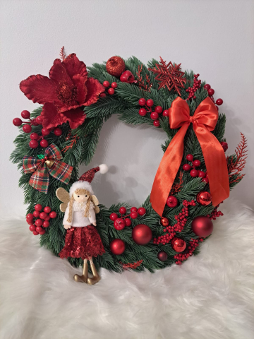 Aranjamente si decoratiuni pentru Craciun - Coronita din brad artificial pentru Craciun