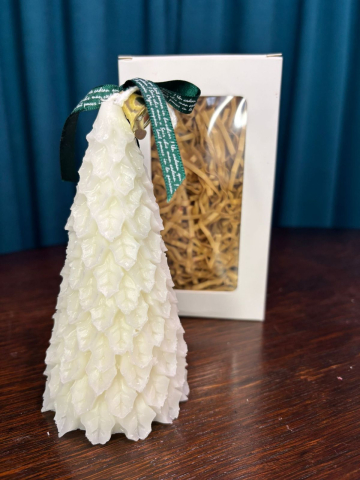 Decoratiuni - LUMANARE DECORATIVA BRAD CULOARE ALB 15 CM