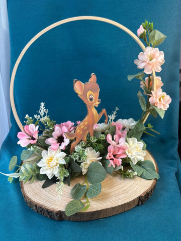 ARANJAMENT TEMATICA BAMBI PE FELIE DE LEMN [1]