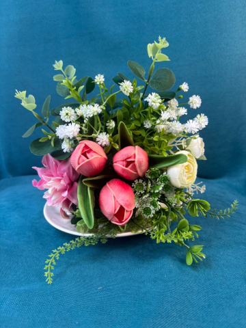 ARANJAMENT FLORI ARTIFICIALE IN CEASCA DE CAFEA [2]