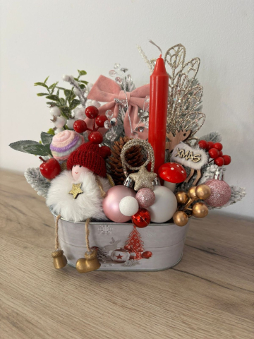 Aranjament pentru Craciun cu lumanare rosie [0]