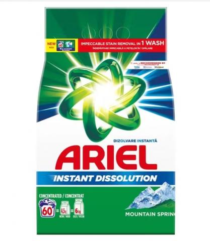 Detergenti pudra pentru rufe - ARIEL DETERGENT RUFE AUTOMAT 4.5KG MOUNTAIN SPRING 60 SPALARI